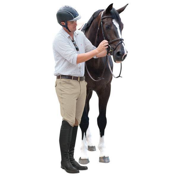 Ovation Men's EuroWeave Front Zip 4-Pocket Knee Patch Breeches - Exceptional Equestrian