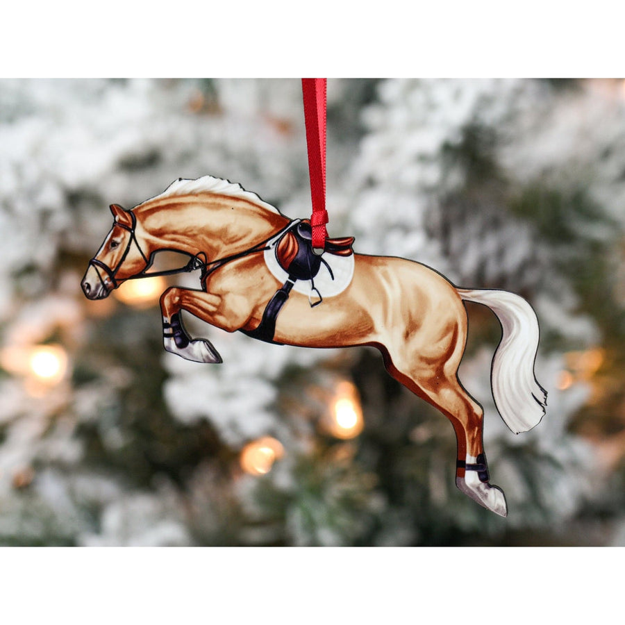 Classy Equine Jumping Horse Ornament - Palomino Hunter Jumper - Exceptional Equestrian 