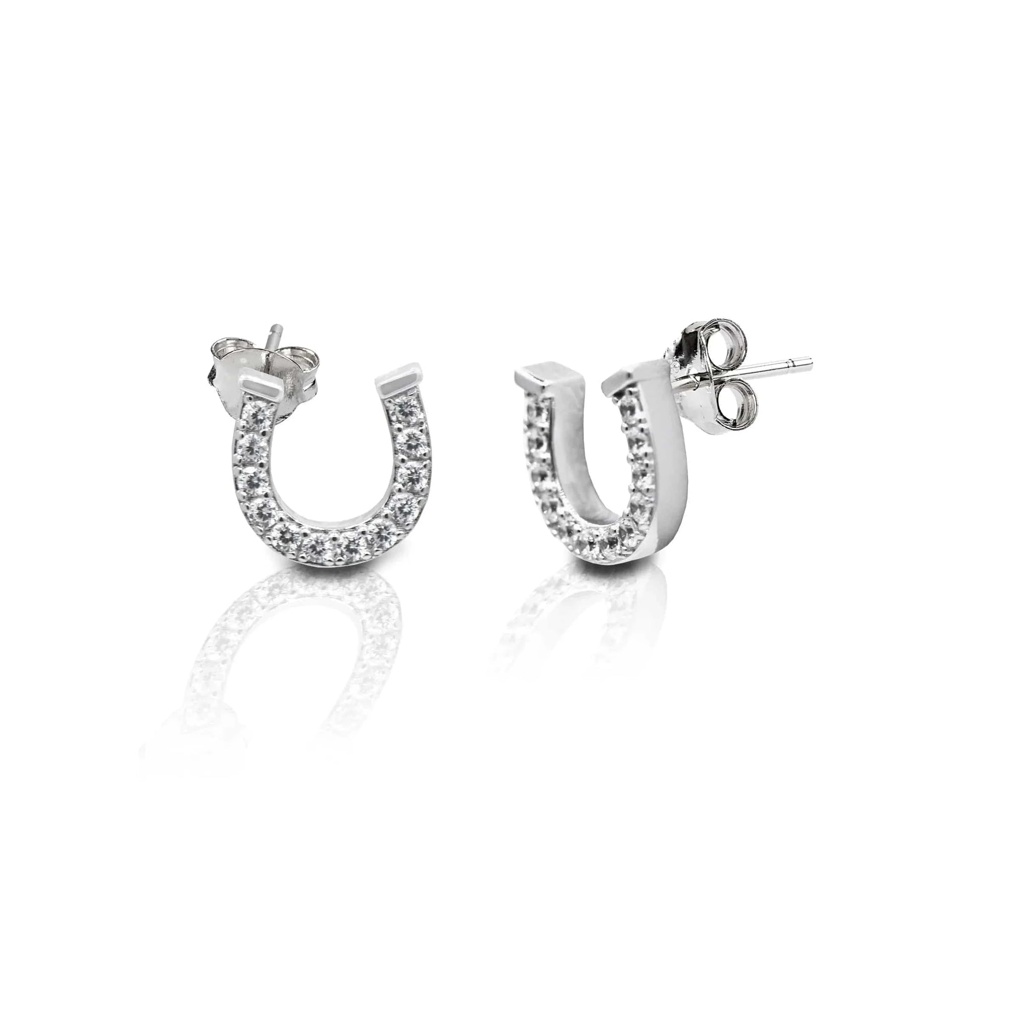 KELLY HERD PAVÉ HORSESHOE EARRINGS - STERLING SILVER - Exceptional Equestrian