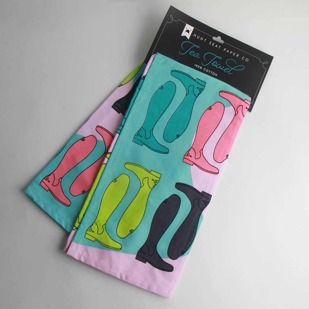 Hunt Seat Paper Co. - Tall Boots Equestrian Tea Towel - Horse Home Decor - Exceptional Equestrian