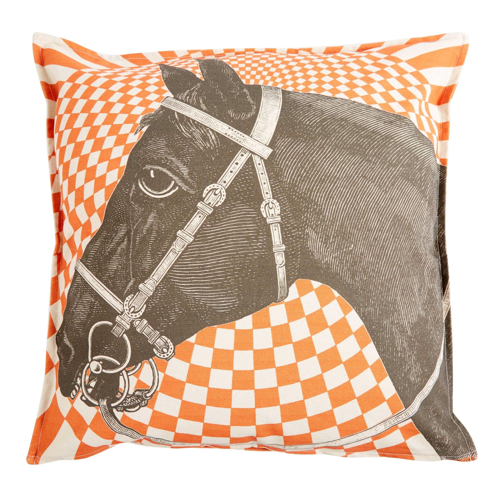 THOMASPAUL - EQUUS OPTIC PILLOW ORANGE 22"X22" - Exceptional Equestrian