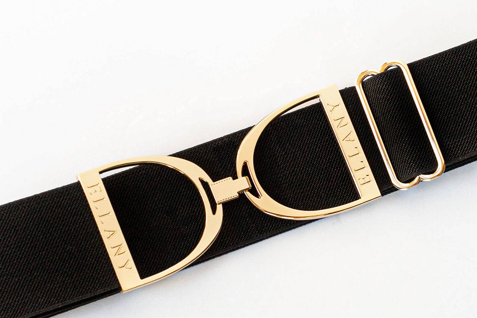 ELLANY - Black - 2" Gold Stirrup Equestrian Elastic Belt - Exceptional Equestrian
