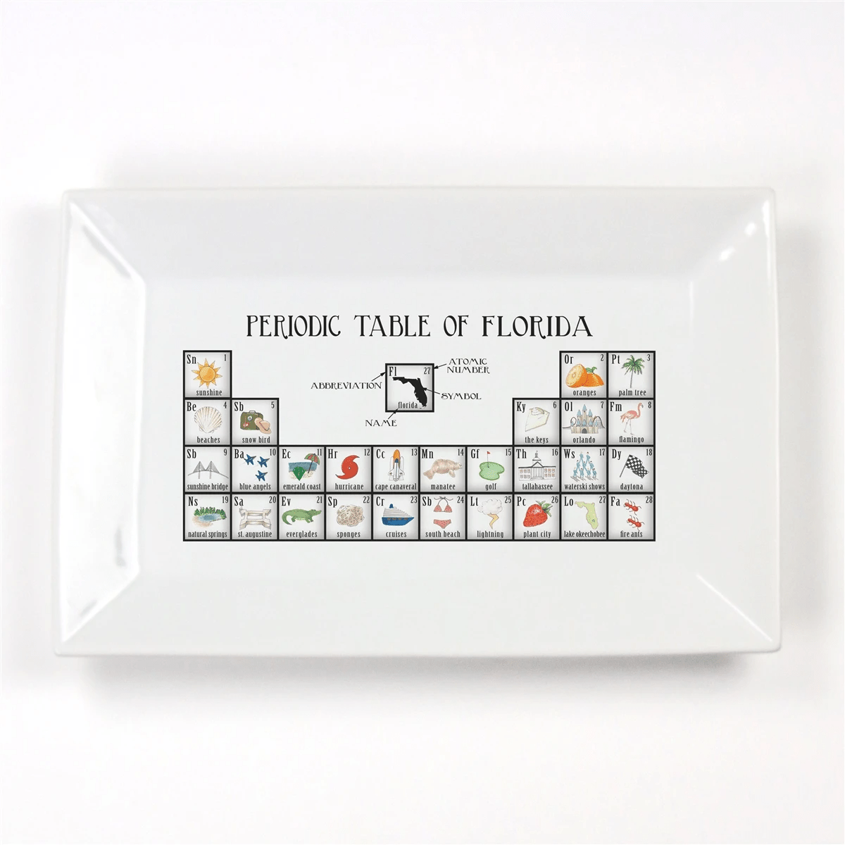 Dishique - Florida Periodic Table Porcelain Platter - Exceptional Equestrian