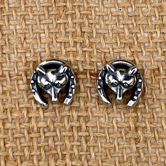 Sally Lowe Horseshoe Fox Post Earrings - Exceptional Equestrian