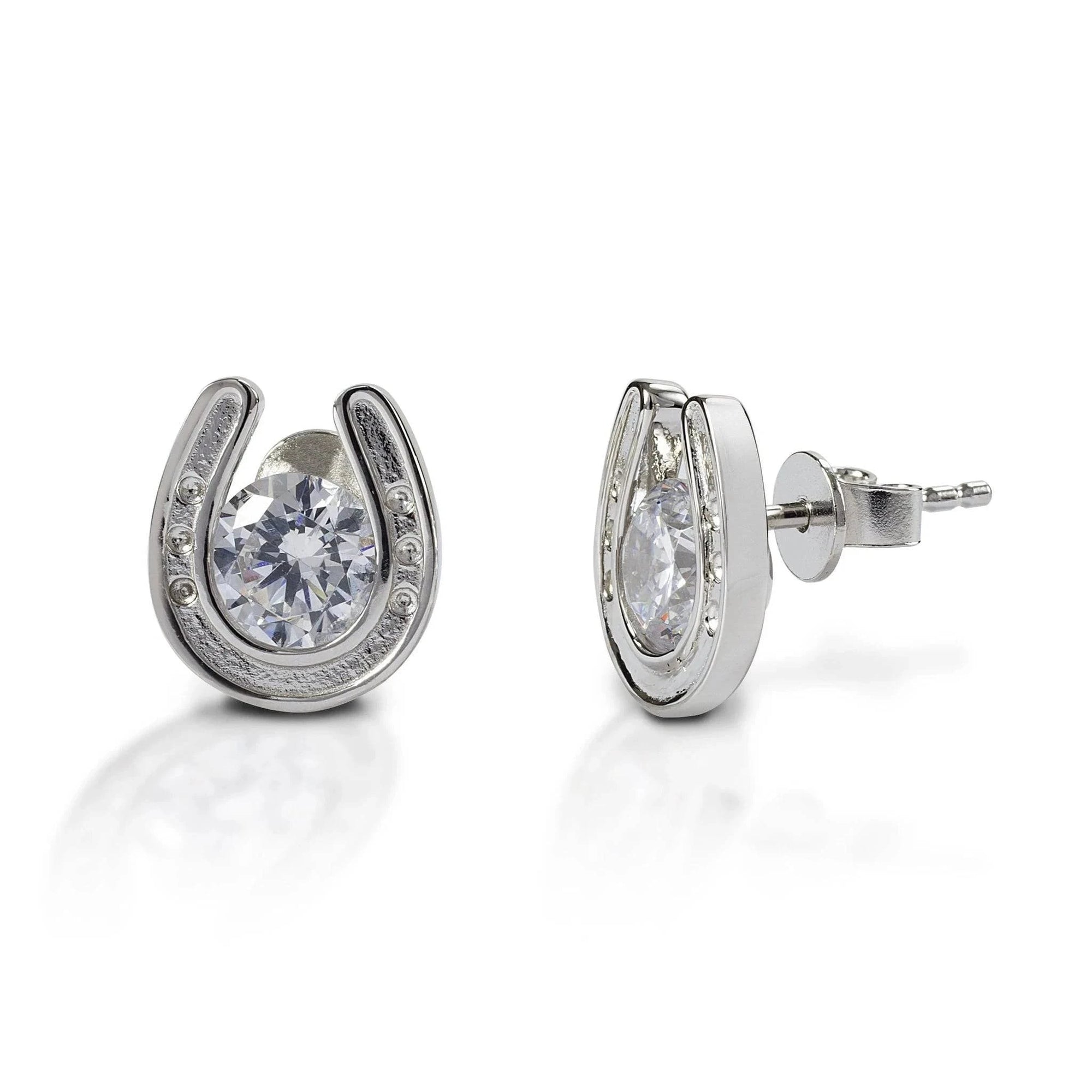 KELLY HERD HORSESHOE STUD EARRINGS - STERLING SILVER - Exceptional Equestrian