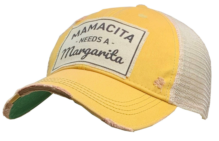 Vintage Life - Mamacita Needs A Margarita Trucker Hat Baseball Cap - Yellow