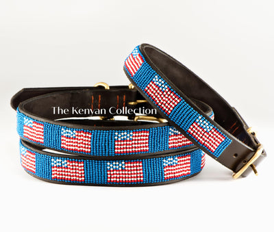 "American Flag" Beaded Dog Collar - Exceptional Equestrian