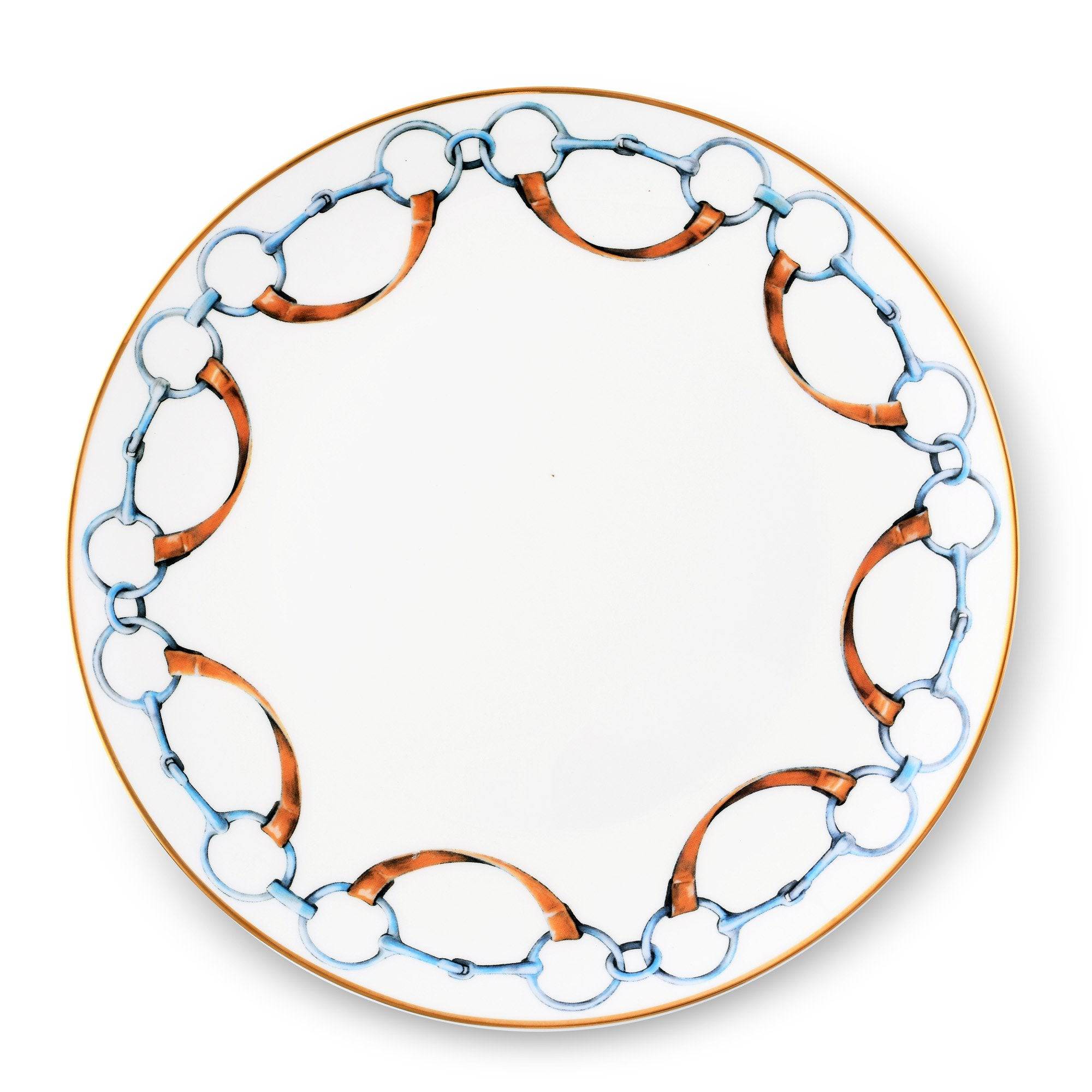 VAGABOND HOUSE WELLINGTON BIT PATTERN BONE CHINA ROUND CHARGER PLATE - Set of 4 - Exceptional Equestrian