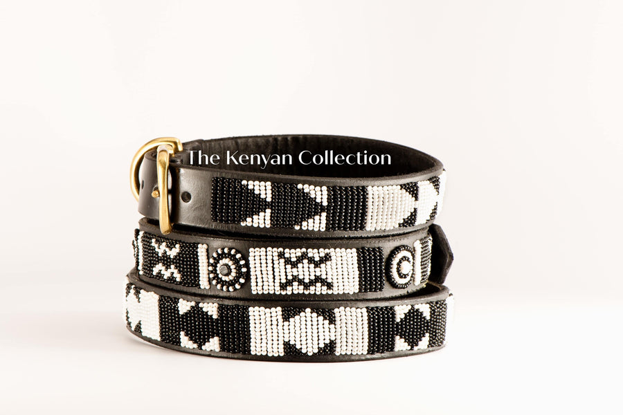 "Ebony & Ivory" Beaded Dog Collar - Exceptional Equestrian 