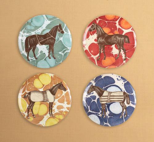 ThomasPaul - EQUUS MELAMINE DINNER PLATES Set of 4 - Exceptional Equestrian