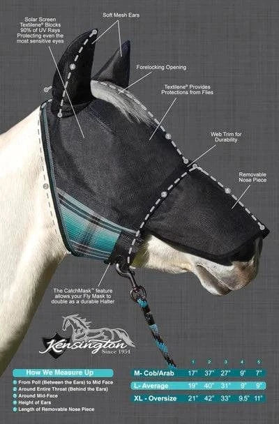 Kensington - UViator Catch Mask w/Ears & Removable Nose & Forelock Opening - Exceptional Equestrian