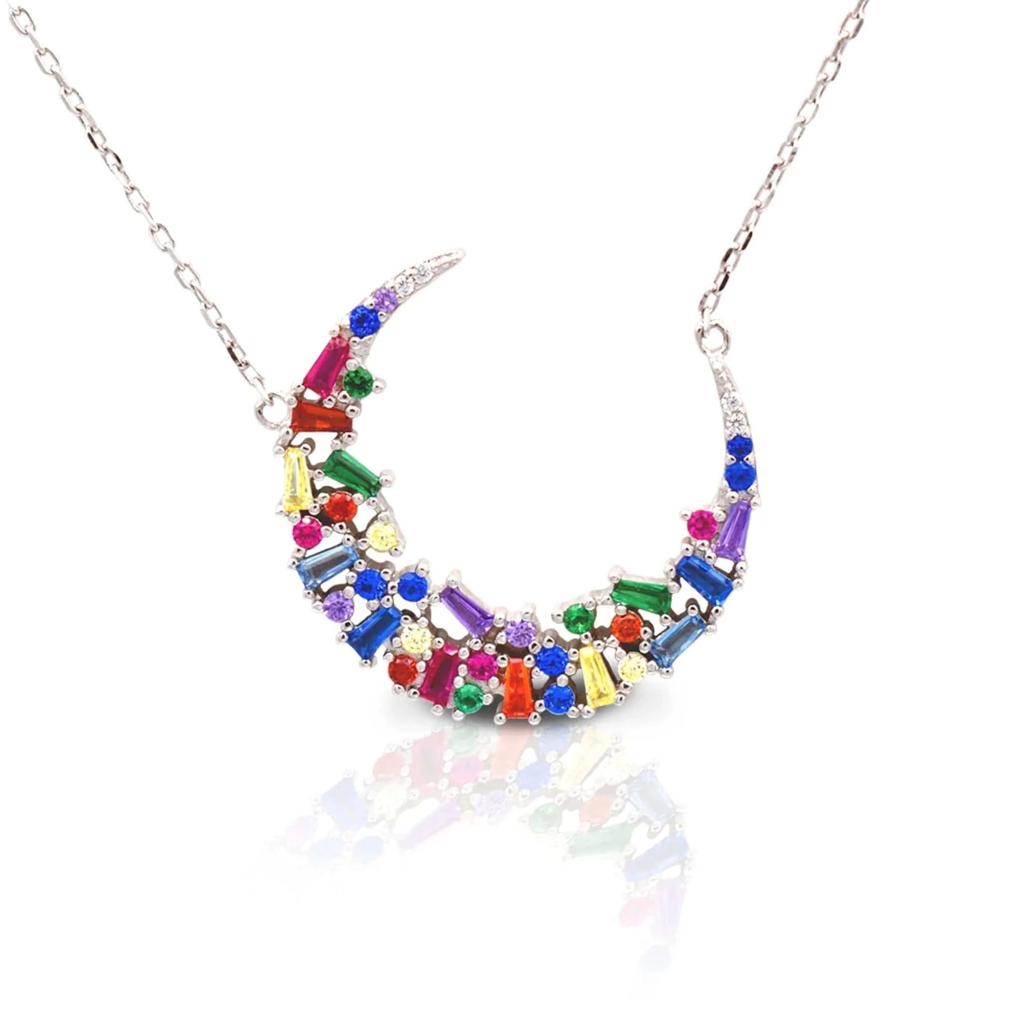 KELLY HERD MULTI-COLOR CRESCENT NECKLACE - STERLING SILVER - Exceptional Equestrian