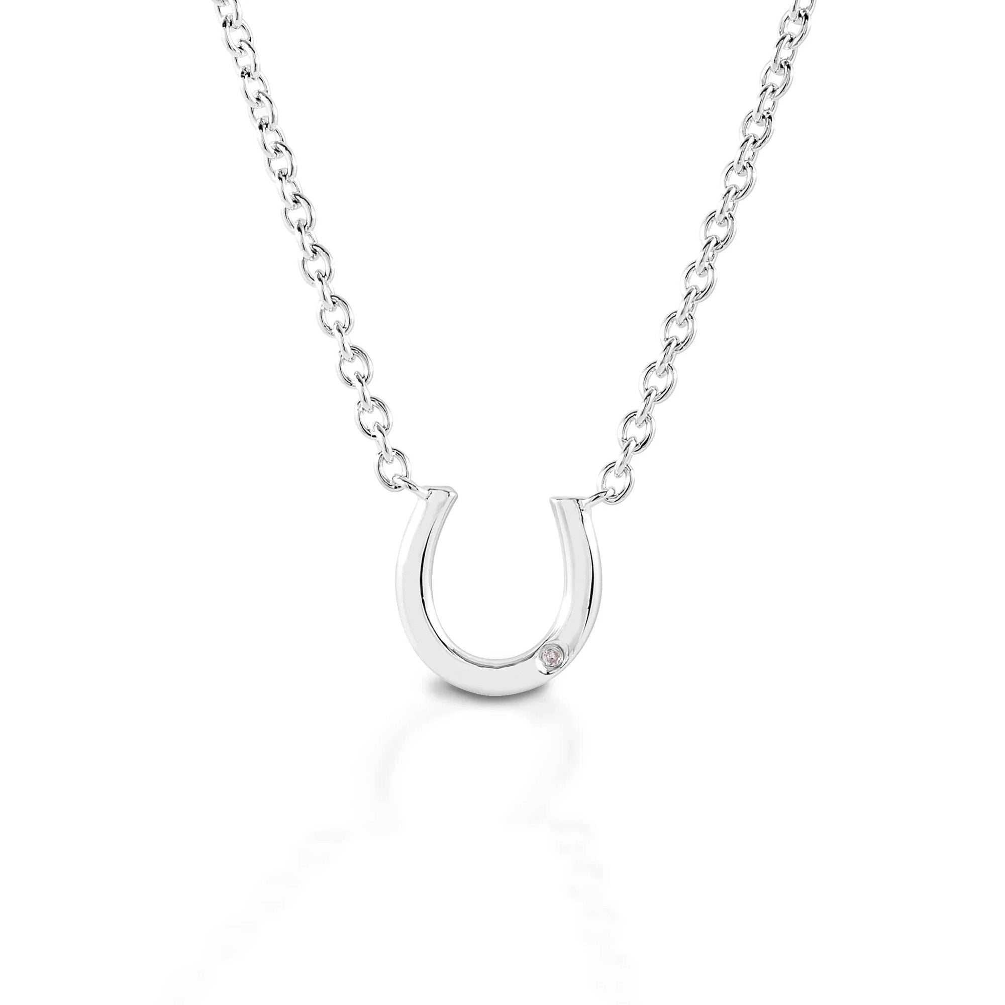 KELLY HERD SINGLE STONE HORSESHOE NECKLACE - STERLING SILVER - Exceptional Equestrian