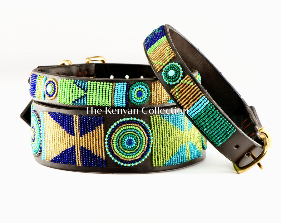 "Peacock" Beaded Dog Collar - Exceptional Equestrian 