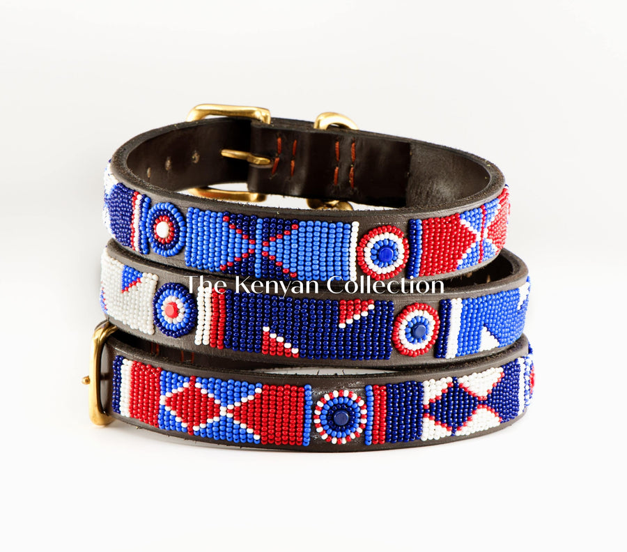 "Red White Blue" Beaded Dog Collar - Exceptional Equestrian 