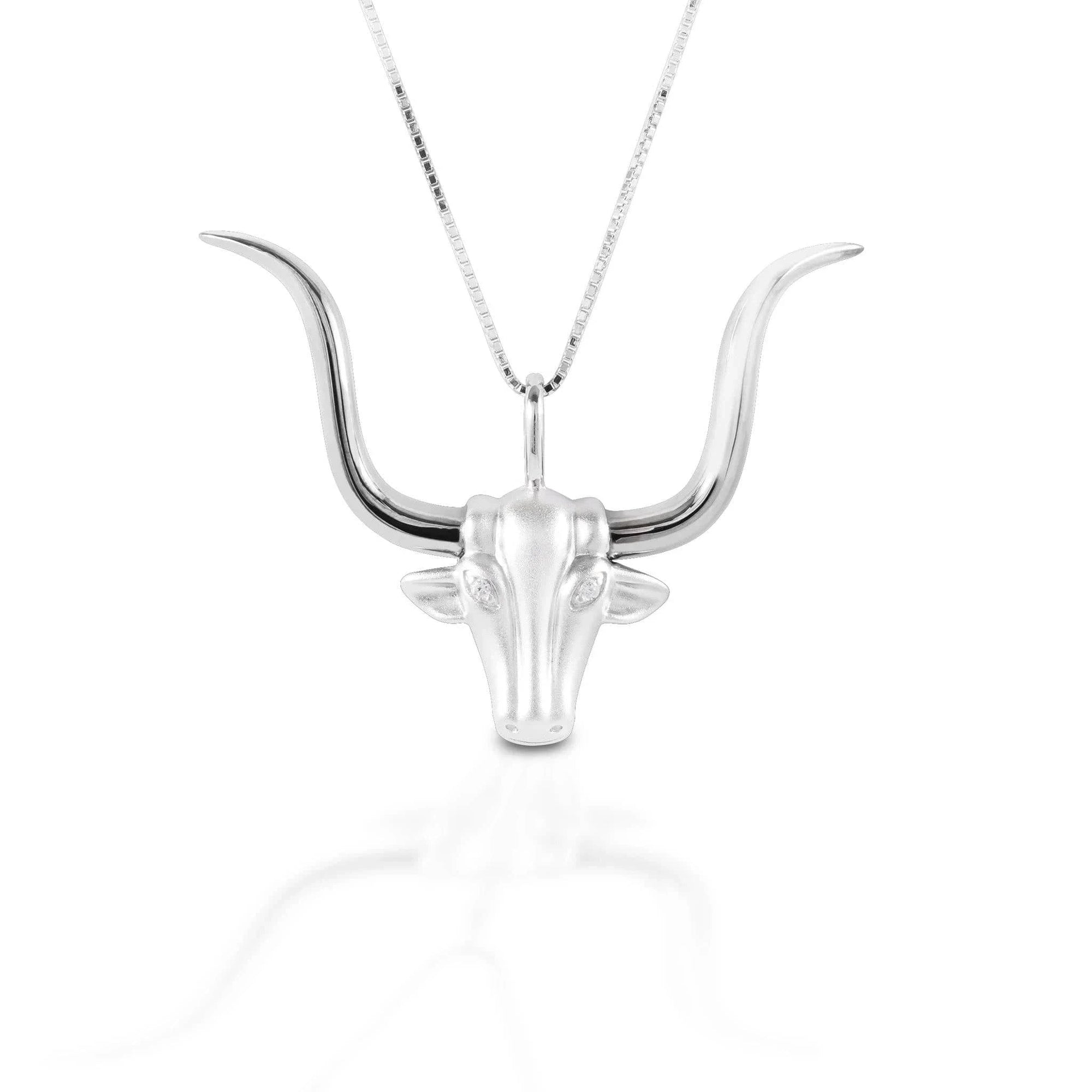 KELLY HERD LARGE LONGHORN NECKLACE - STERLING SILVER - Exceptional Equestrian