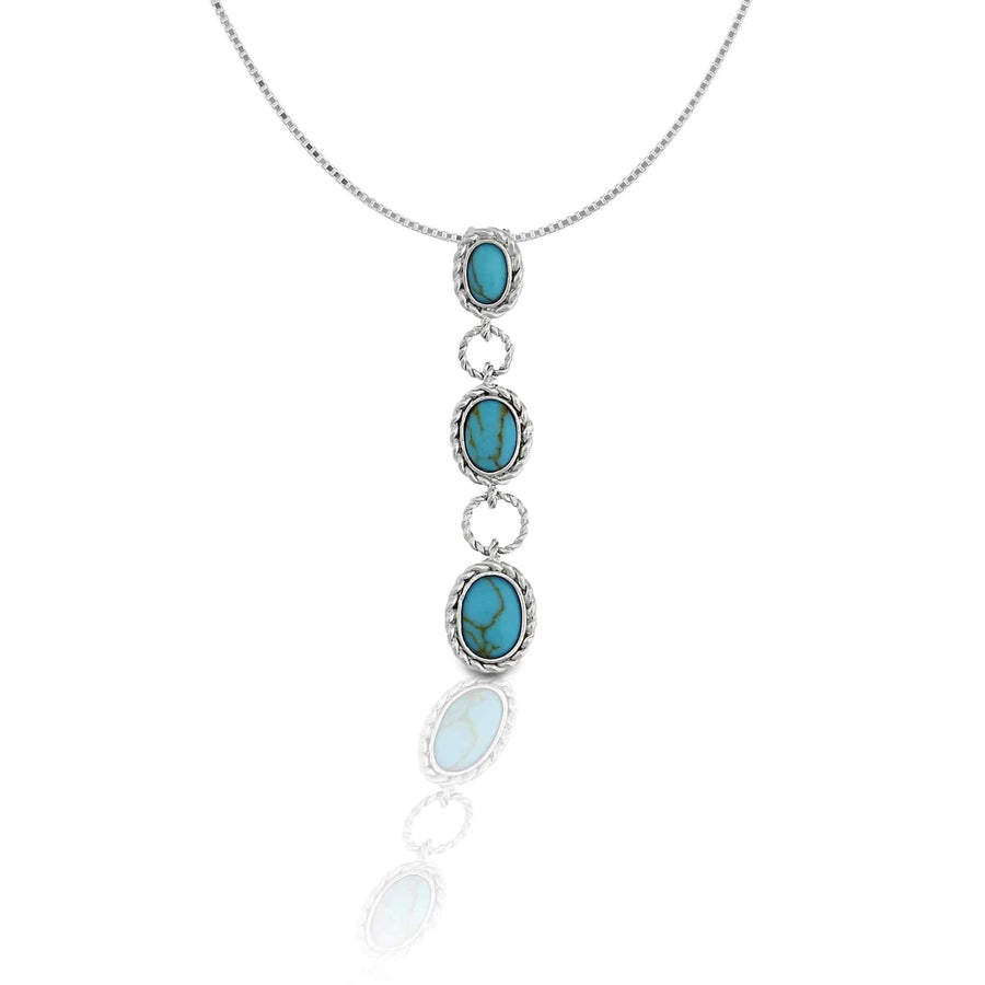 KELLY HERD TURQUOISE DROP PENDANT NECKLACE - STERLING SILVER - Exceptional Equestrian 