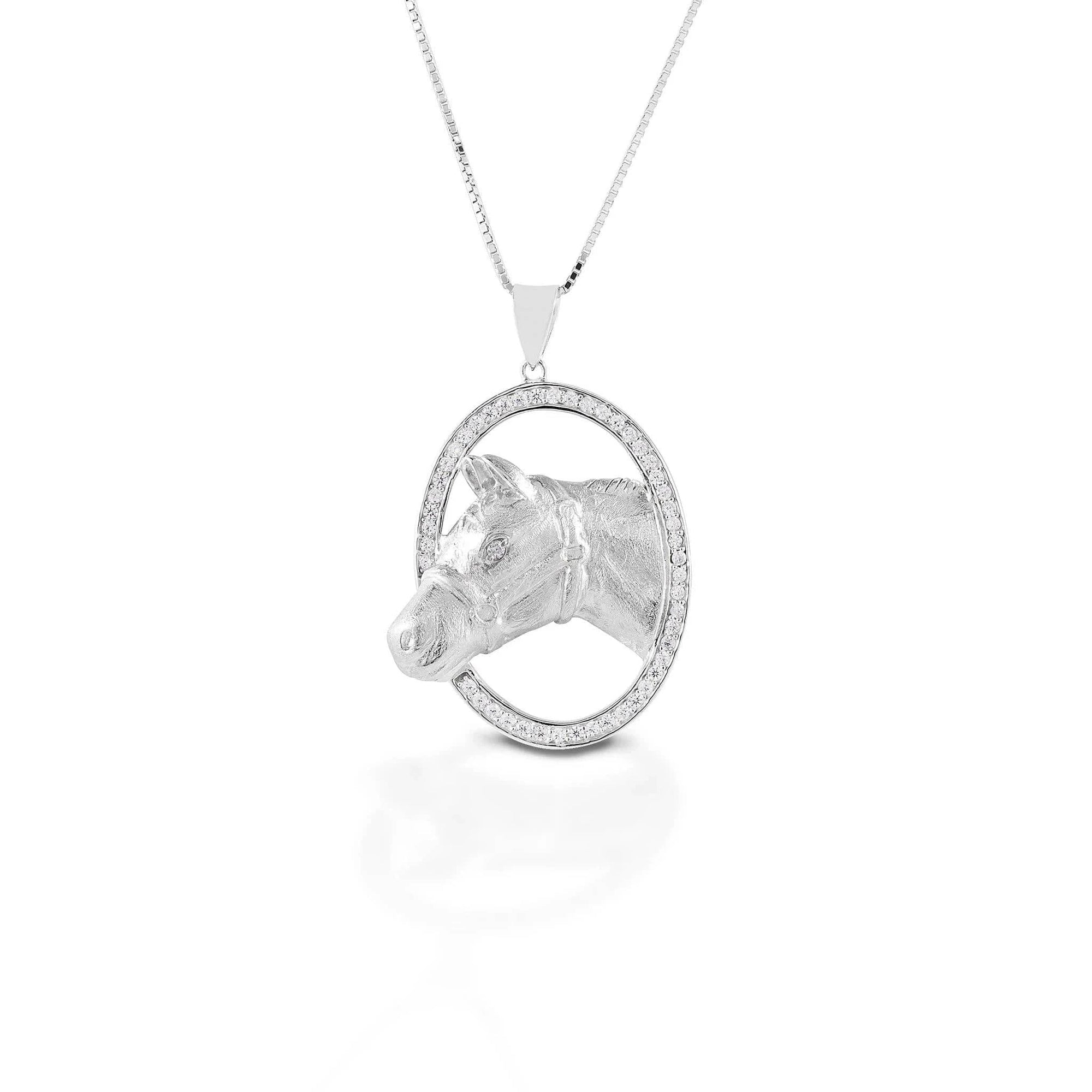 KELLY HERD OVAL HALTER HORSEHEAD NECKLACE - STERLING SILVER - Exceptional Equestrian