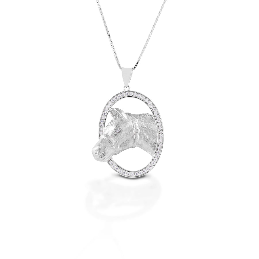 KELLY HERD OVAL HALTER HORSEHEAD NECKLACE - STERLING SILVER