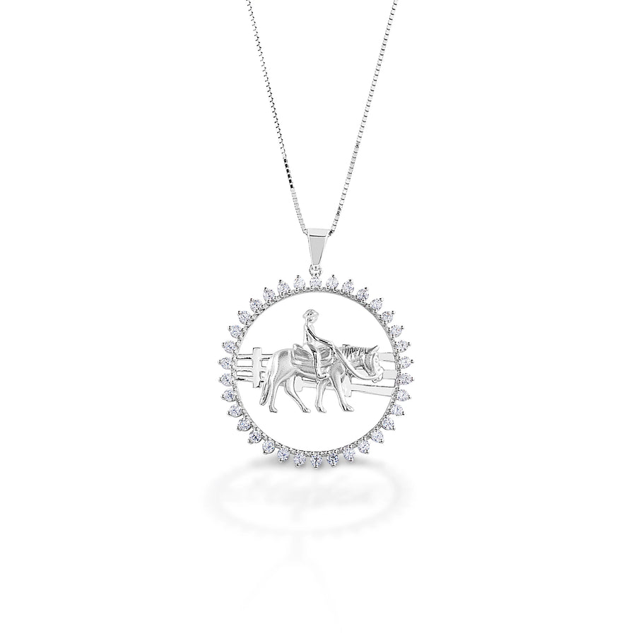 KELLY HERD STONE CIRCLE RANCH HORSE PENDANT - STERLING SILVER