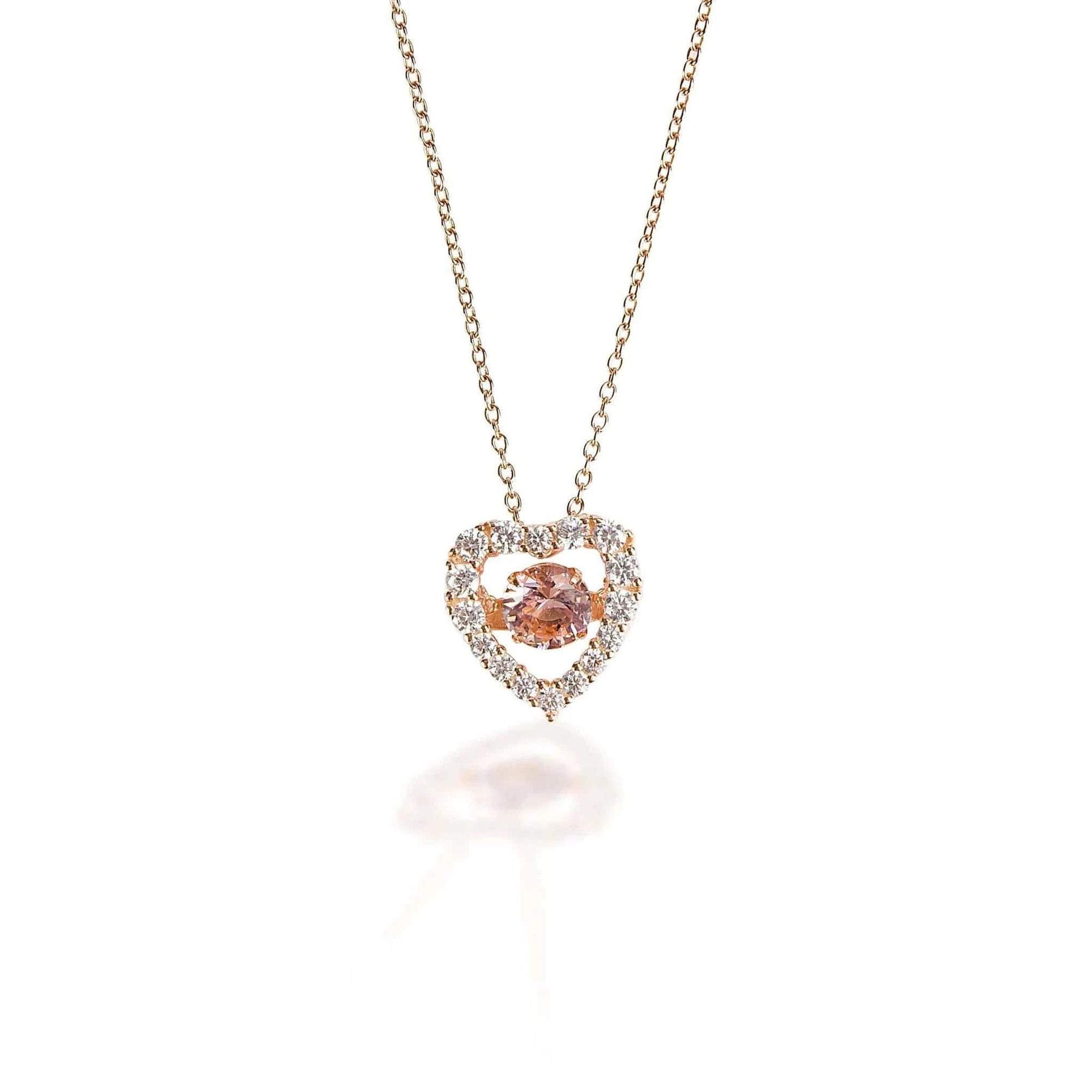 KELLY HERD CLEAR & PINK HEART PENDANT - ROSE GOLD - Exceptional Equestrian
