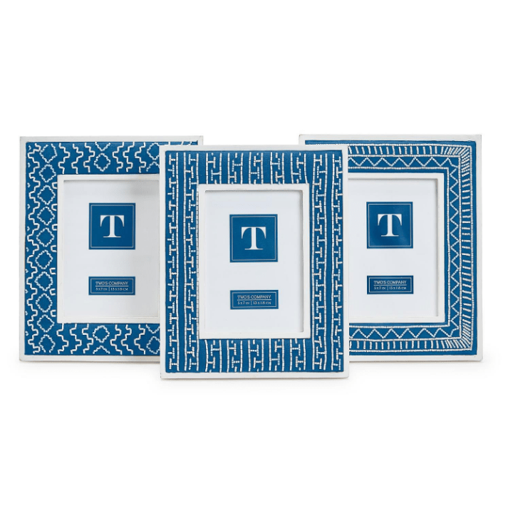 Two's Company Billows of Beads Hand Beaded White Washed 5x7 Photo Frame - Exceptional Equestrian 