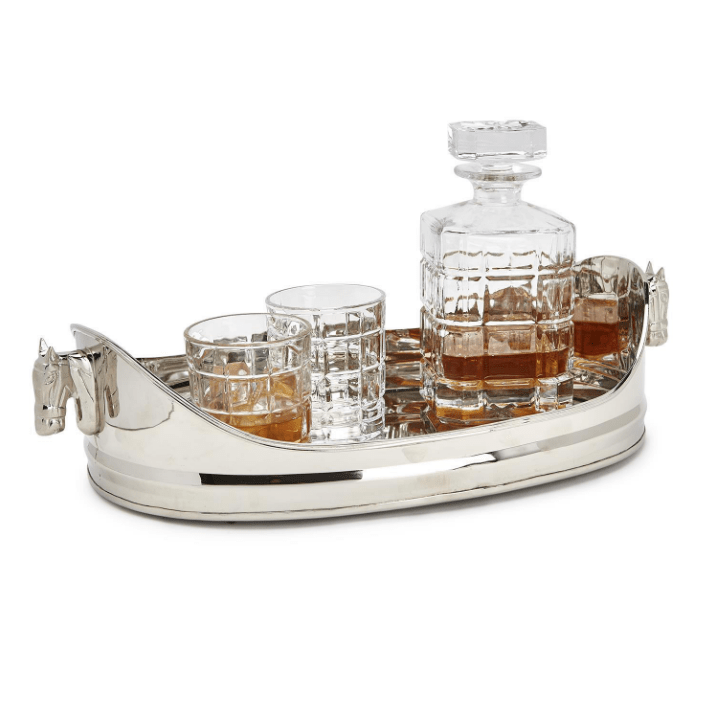 Two's Company Thoroughbred Horse Handles Gallery Tray - Exceptional Equestrian 