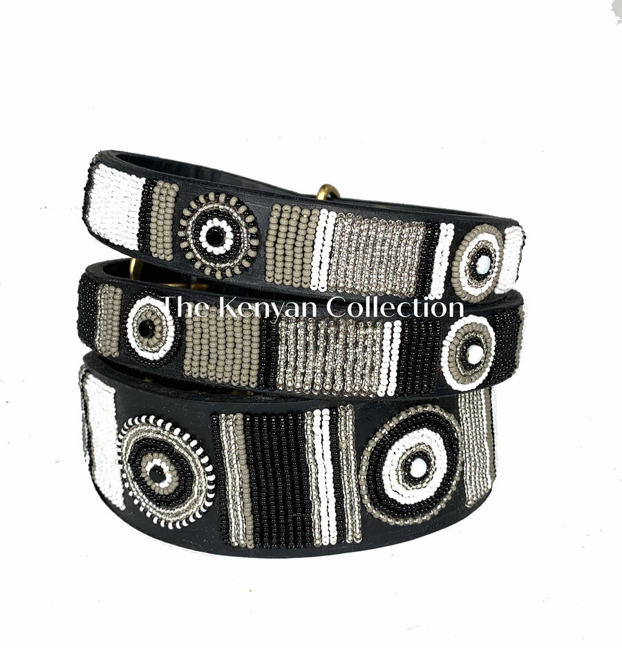 "Shades of Grey" Beaded Dog Collar - Exceptional Equestrian 