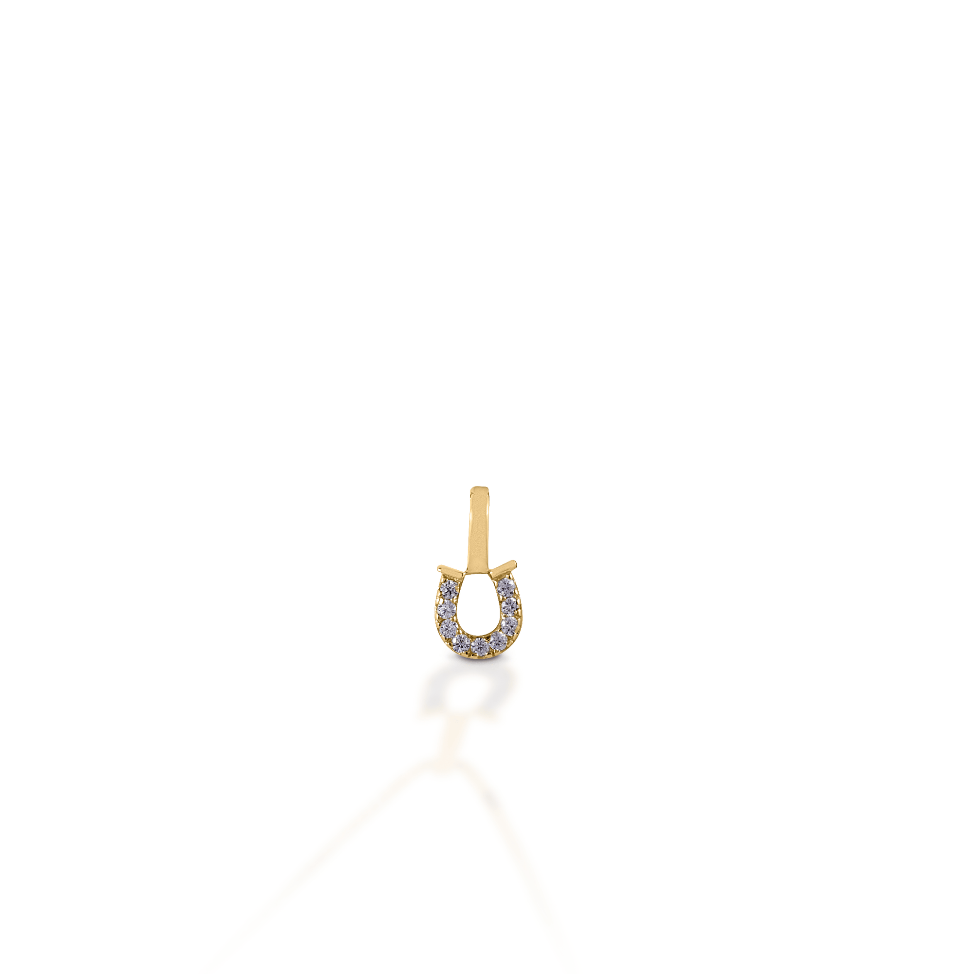 KELLY HERD CLEAR HORSESHOE PENDANT - 14K YELLOW GOLD - Exceptional Equestrian