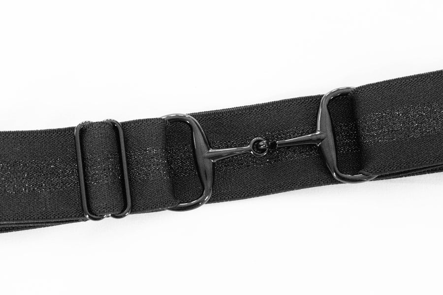 Dark Horse - 1.5" Black Snaffle Elastic Belt: Standard (Youth - Adult 2XL)