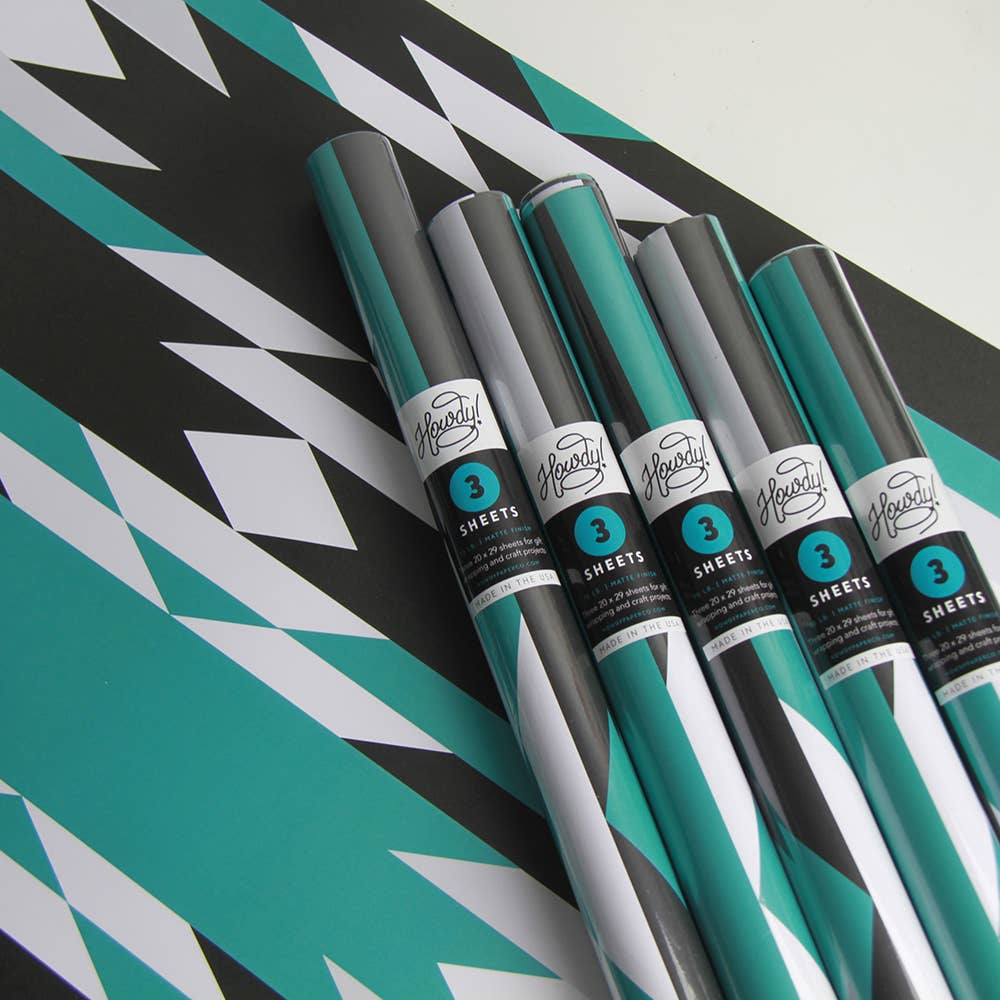 Hunt Seat Paper Co. - Saddle Blanket Howdy! Wrapping Paper - Three Sheets Rolled - Exceptional Equestrian