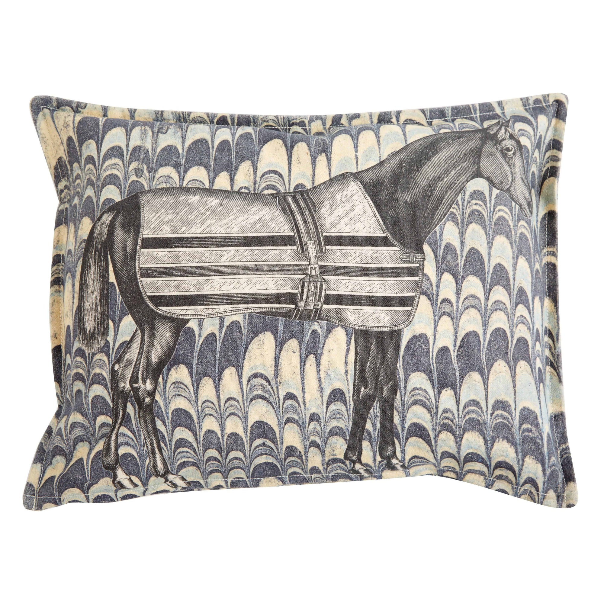 THOMASPAUL - EQUUS MARBLE PILLOW BLUE 12"X16" - Exceptional Equestrian