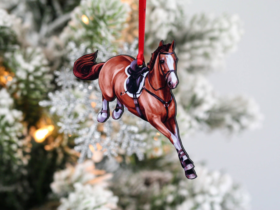 Classy Equine - Jumping Horse Ornaments - Chestnut Hunter Jumper