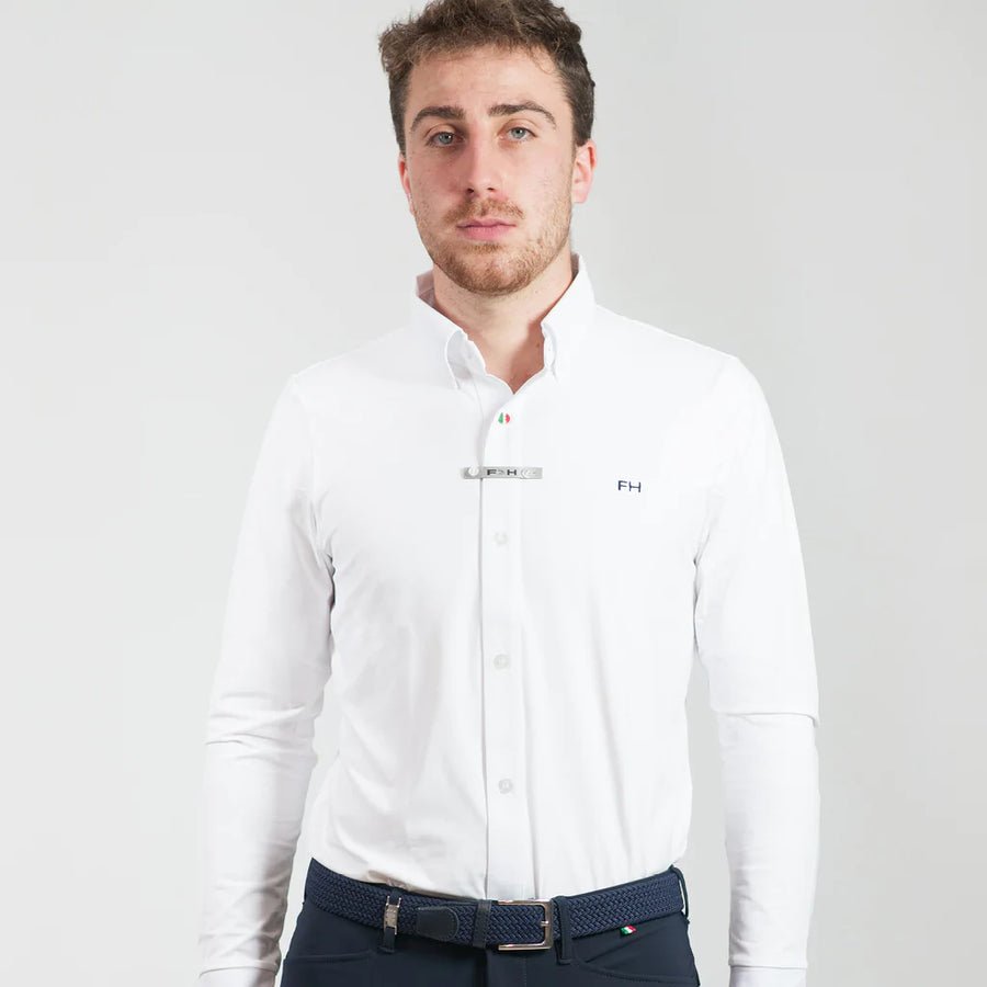 ForHorses Adriano Men's Long Sleeve Show Shirt - White
