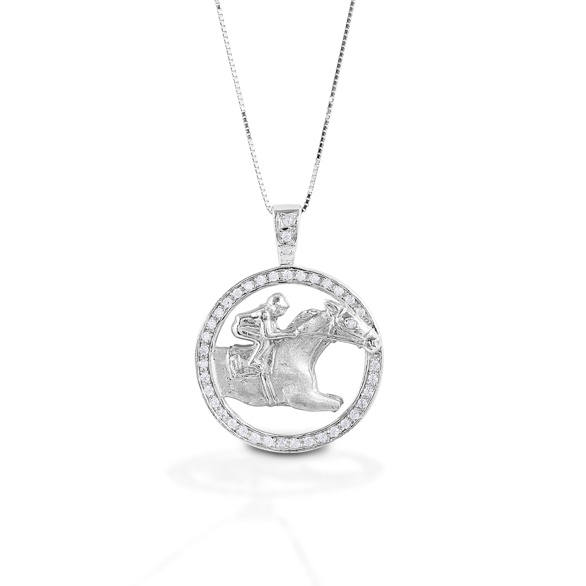 KELLY HERD CIRCLE RACE HORSE NECKLACE - STERLING SILVER - Exceptional Equestrian