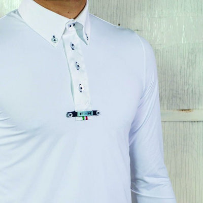 ForHorses Giove Men's Long Sleeve Show Shirt White Honeycomb