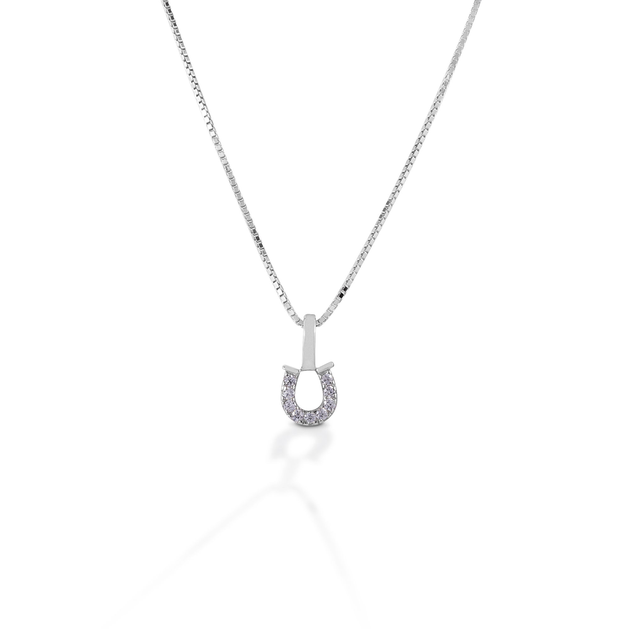 KELLY HERD CLEAR HORSESHOE NECKLACE - STERLING SILVER - Exceptional Equestrian