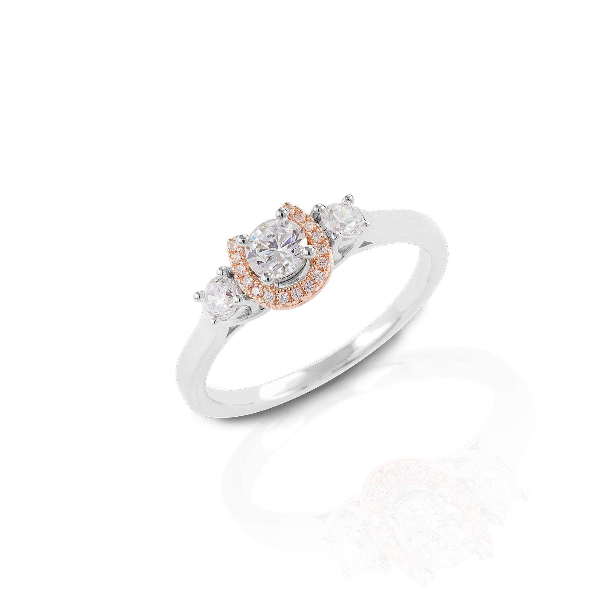 Kelly Herd Small Three Stone Rose 14k Gold Horseshoe Ring - Sterling Silver - Exceptional Equestrian