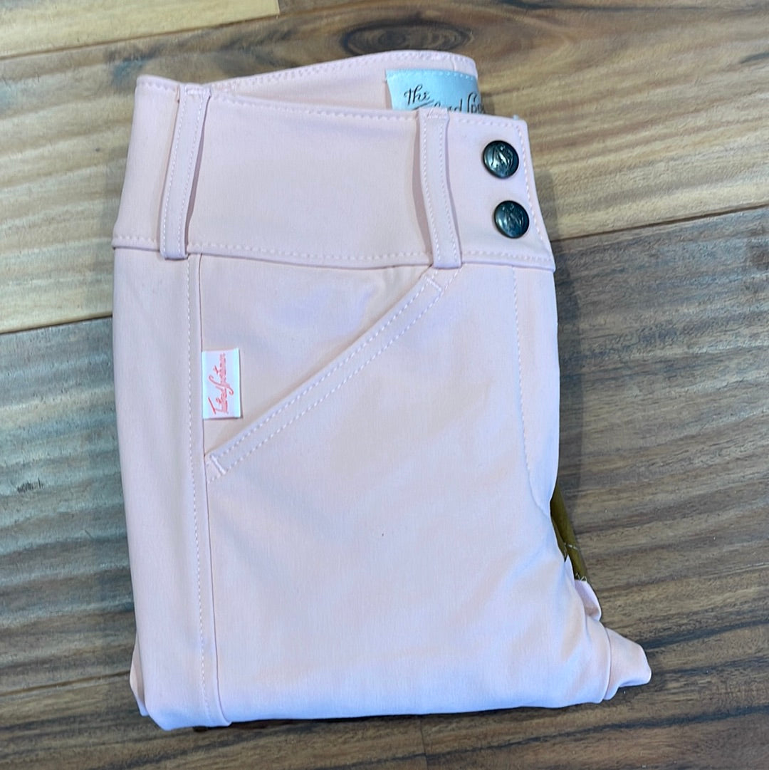 Tailored Sportsman Ladies Vintage Trophy Hunter Sock Bottom Breeches -  Front Zip Mid-Rise - Flamingo/Tan - Do Trot In Tack Shop