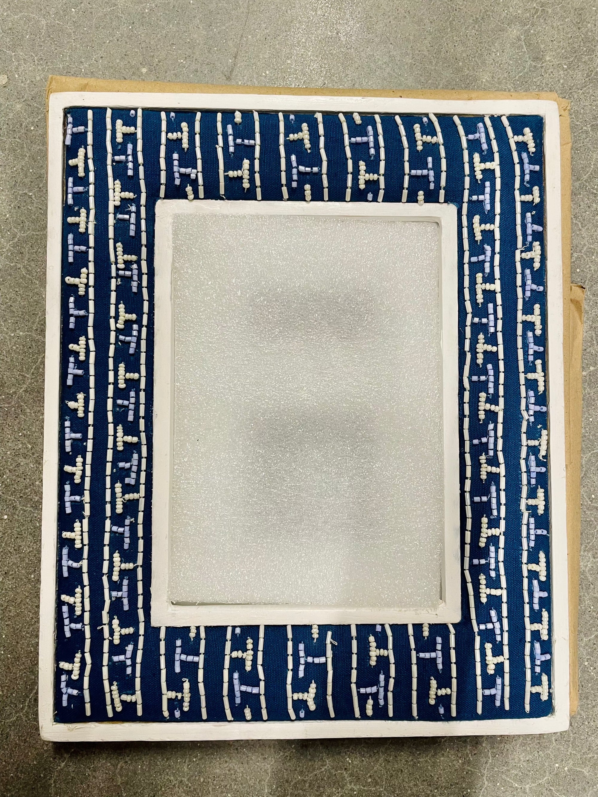 Two's Company Billows of Beads Hand Beaded White Washed 5x7 Photo Frame - Exceptional Equestrian