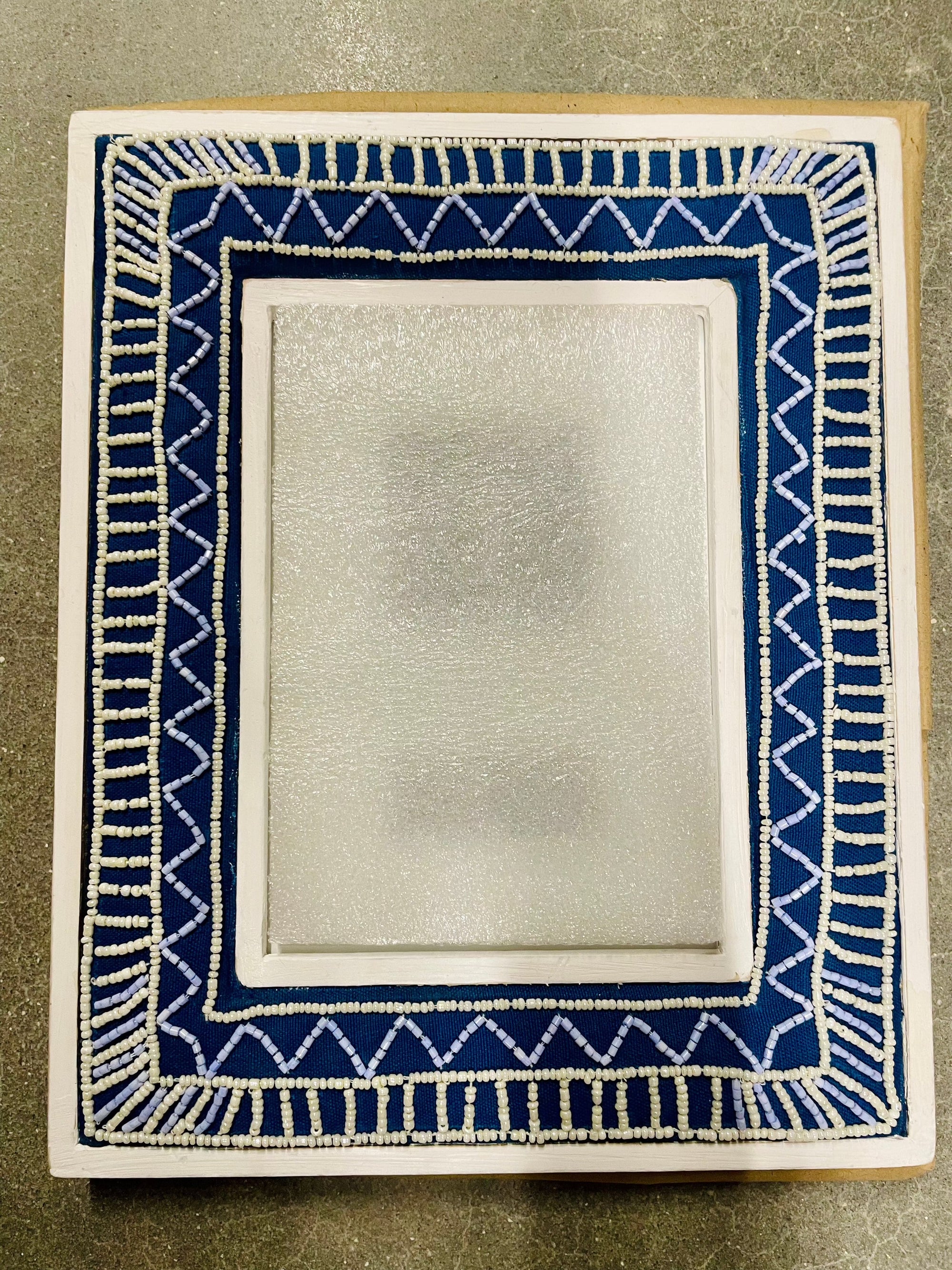 Two's Company Billows of Beads Hand Beaded White Washed 5x7 Photo Frame - Exceptional Equestrian