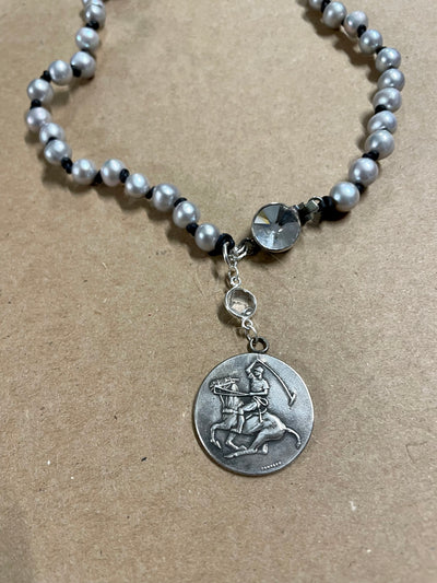 A Pony and Pearls Silver Polo Medal