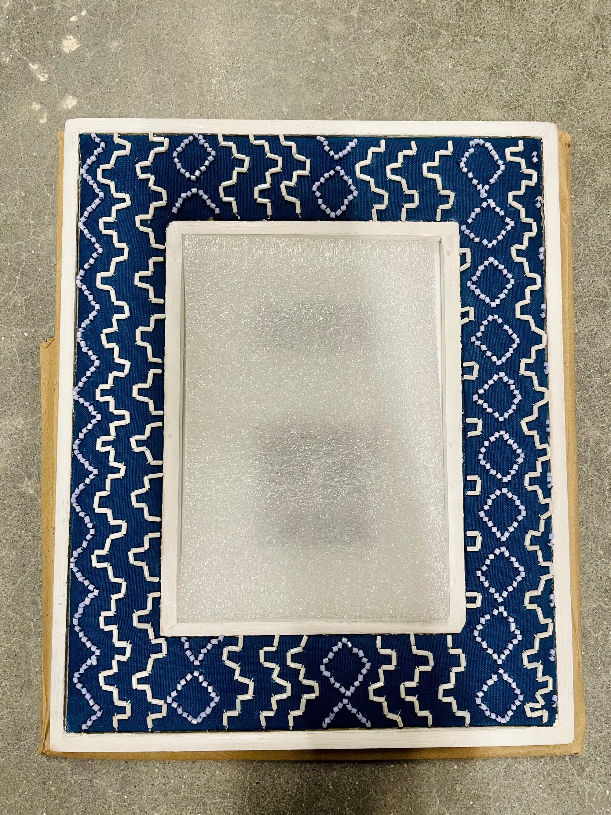 Two's Company Billows of Beads Hand Beaded White Washed 5x7 Photo Frame - Exceptional Equestrian