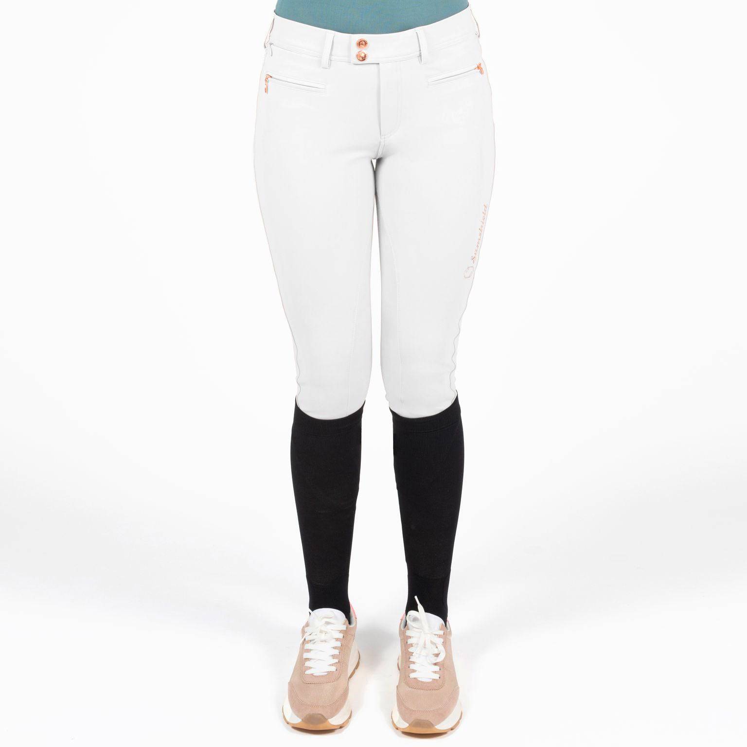 Samshield - Adele Metal Dots - Rose Gold Breeches - White - Exceptional Equestrian